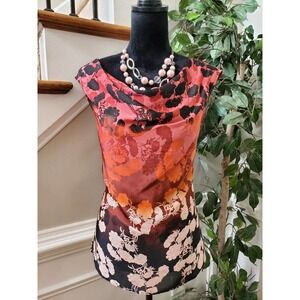 The Limited Multicolor Floral Polyester Cowl Neck Sleeveless Top Blouse Size XS